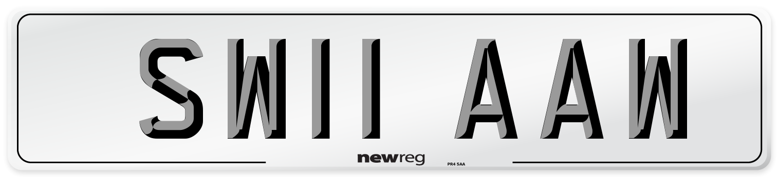 SW11 AAW Number Plate from New Reg